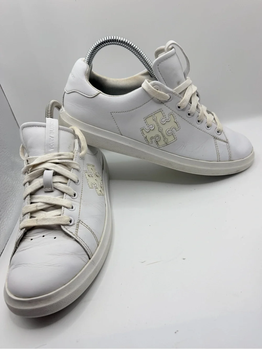 Tory Burch White Leather Logo Low-Top Sneakers